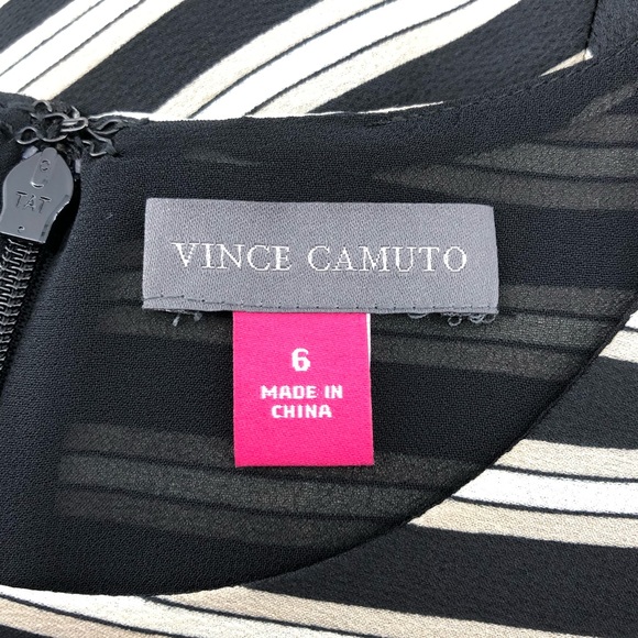 Vince Camuto Black Striped Sleeveless Midi Dress - Picture 5 of 6